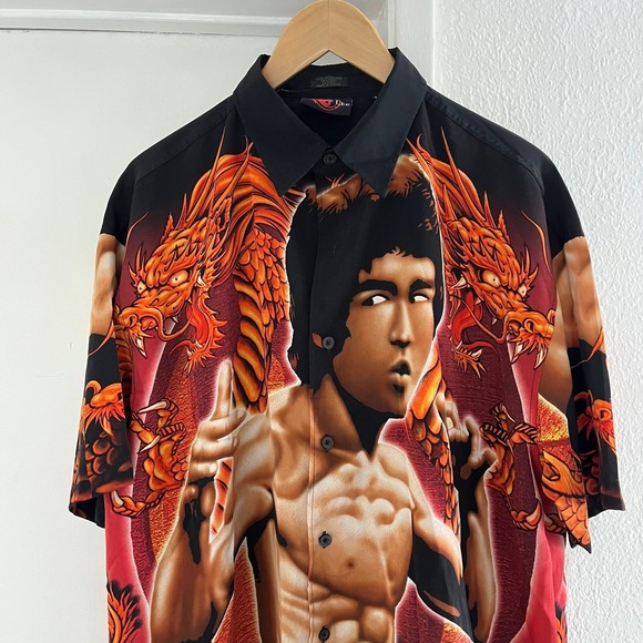 Bruce Lee Other - Vintage Y2K Bruce Lee Enter The Dragon AOP Button Up Shirt Mens Large Graphic